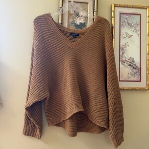 American Eagle V Neck Yellow Mustard Colored Sweater Size XL